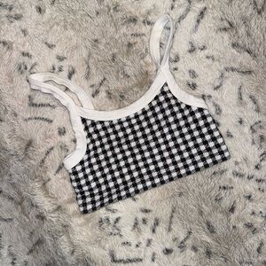 black and white gingham comfy bralette/ crop top cami